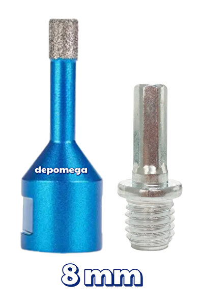 DepoMega 8 mm Granit Mermer Seramik Delme Panç Spiral ve Matkap İçin Aparatlı...