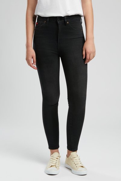 Lee Cooper Jaycee Multi talie înaltă Pantaloni negri pentru femei, cu picioare foarte înguste, croială