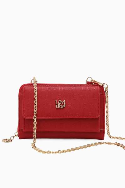 Levidor Red Printed Horizontal Chain Wallet