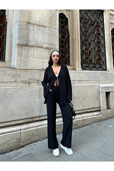 New Now Women's Front Tie Shirt, Palazzo Pants Aerobin Set