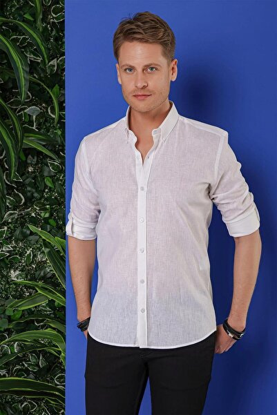 Efor G 1554 Slim Fit Beyaz Klasik Gömlek