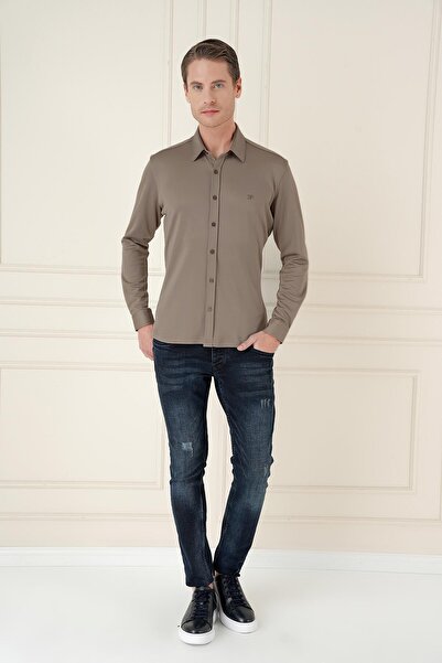 Efor G 1580 Slim Fit Vizon Klasik Gömlek