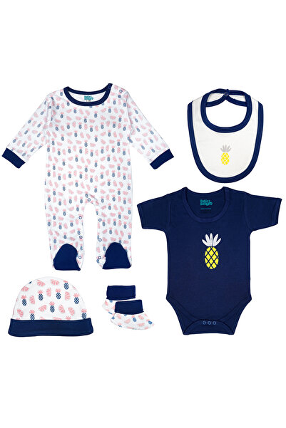 Babies Basic مجموعة من 5 قطع تتضمن مريلة، رومبير، قفازات، قبعة وبدلة نوم، من ...