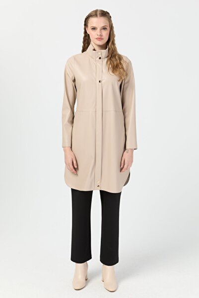 Esswaap İçi Nubuk Kaplı Deri Ceket Mont Bej