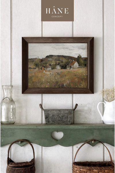 Hane Concept Pictură de peisaj de sat de epocă, pictură imprimată artistică, ...