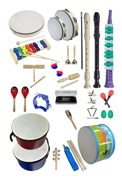 Midex Örf Aletleri Seti Overmuch Paket-1 Marakas Zil Üçgen Ksilofon Melodika ...
