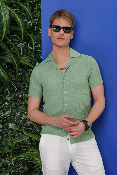 Efor G 1536 Slim Fit Yeşil Klasik Gömlek