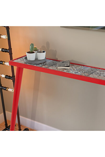 bluecape Esperanza 92x20cm Doğal Masif Ayaklı Kırmızı Dresuar