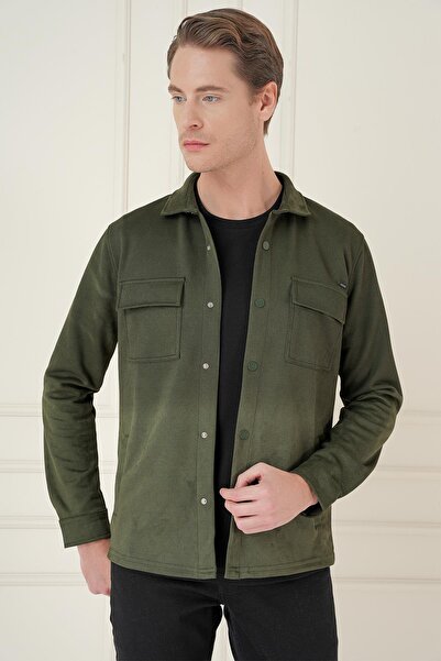 Efor G 1578 Slim Fit Haki Klasik Gömlek