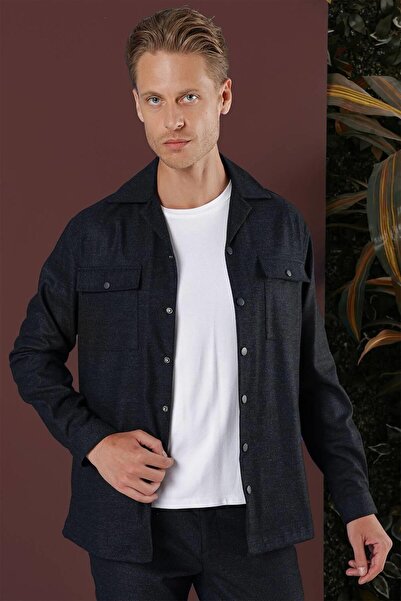 Efor G 1560 Slim Fit Lacivert Klasik Gömlek