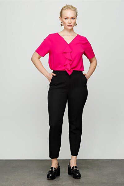 Ekol Large Size Front Trousers with Metal Accessories 2098 B.b