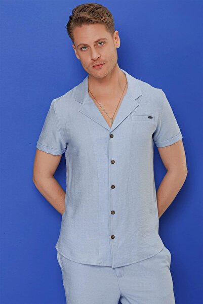 Efor G 1549 Slim Fit Mavi Klasik Gömlek