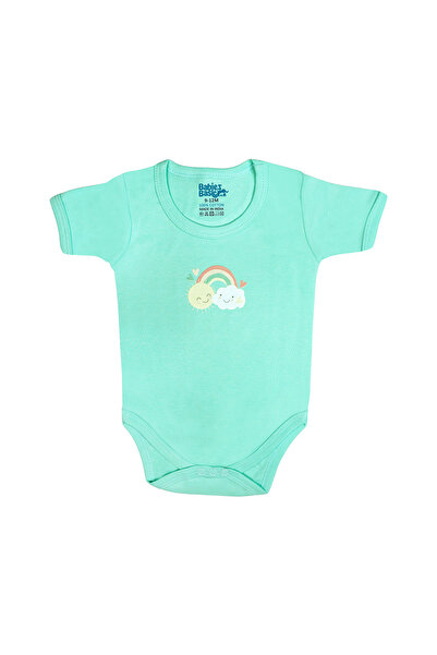 Babies Basic 5 piece Sets include Bib, Romper, Mittens, Cap and Sleepsuit, 6-9 Months , Green