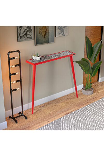 bluecape Esperanza 92x20cm Doğal Masif Ayaklı Kırmızı Dresuar