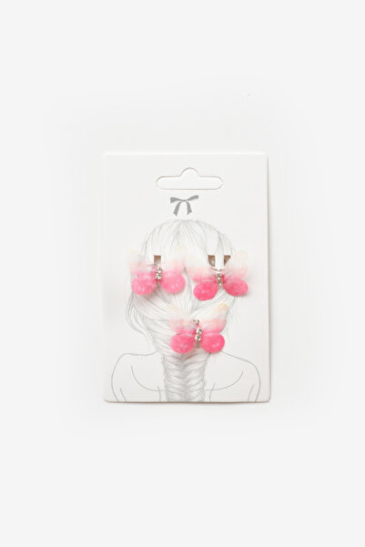 Le Mabelle Girl's 3-Piece Hair Earrings with Pink Butterfly Figure