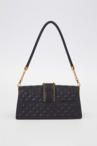 Levidor Black Chain Belt Pattern Shoulder Bag