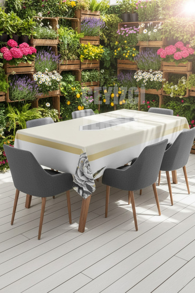 Çt Çeyizci Tekstil Față de masă rezistentă imprimată digital și cu modele