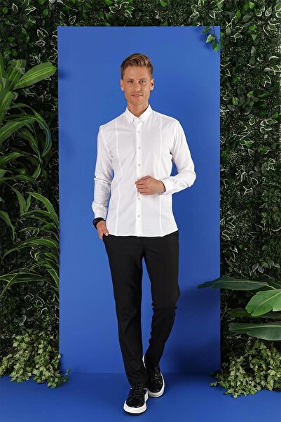 Efor GK 671 Slim Fit Beyaz Klasik Gömlek