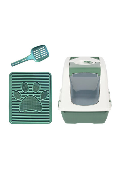 Petozi Kedi Tuvalet Seti (KAPALI TUVALET-PASPAS-KÜREK) Xl Kedi Tuvaleti