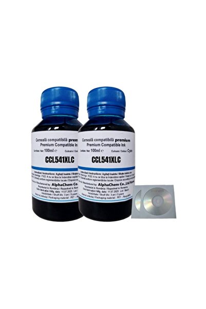 alphachem Set Flacon Cerneala Compatibil Canon 2x100ml CL-541XLC Cyan, 2buc C...