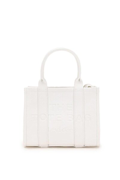 Levidor Text Printed White Removable Strap Handbag
