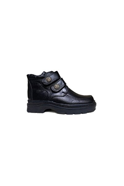Walked Boy's Original Genuine Leather Velcro Strap Black Thick Rubber Thermo Sole Winter Boots