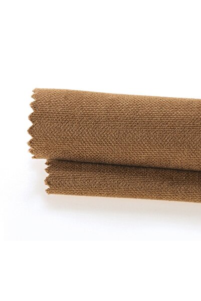 Demor Home Velvet Textured Extrafor Gathered Cashew Color High Quality Background Curtain Single Wing