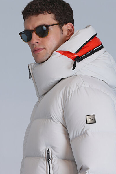 Lufian Men's Coat - Jadon Goose Down, Stone Color
