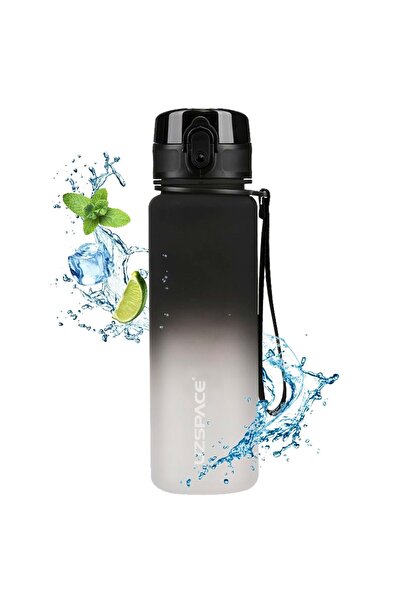 Uzspace 500ml Motivasyon Matarası Siyah Beyaz Softtouch Ff Collection Tritan Su Matarası 3026