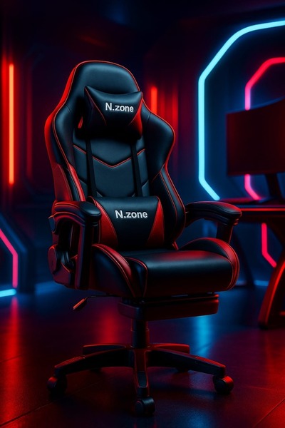 Generic Gaming Chair - Adjustable Gaming Chair Luxury Leather Office Computer Chair with Backrest Black/Red