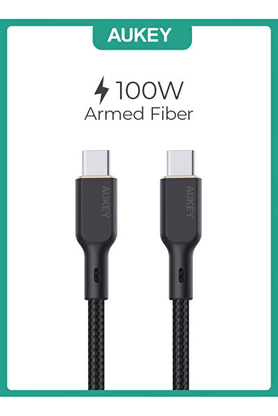 AUKEY Nylon Braided USB-C To USB-C Cable With Kevlar Core 1.8M 100W Black