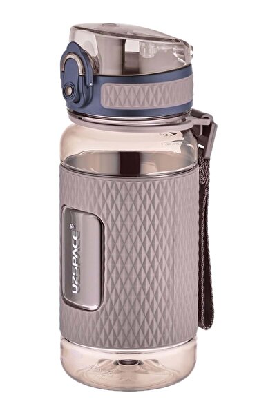 Uzspace زجاجة مياه Uzscape باللون البني سعة 400 مل للأطفال مصنوعة من السيليكون المقاوم للانزلاق