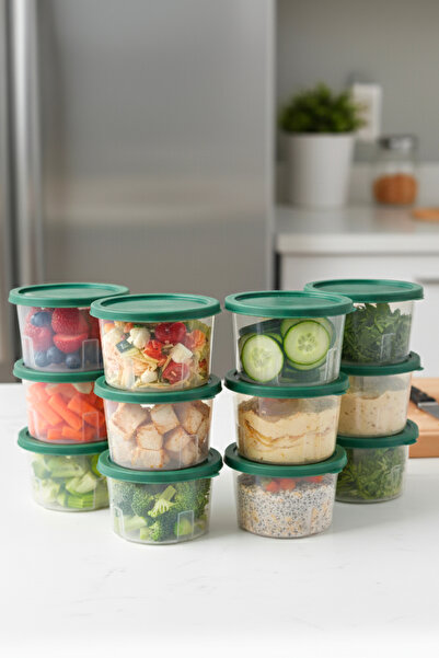 Vienev 12 Pieces 650 ml Round Multi-Purpose Storage Container Set Green