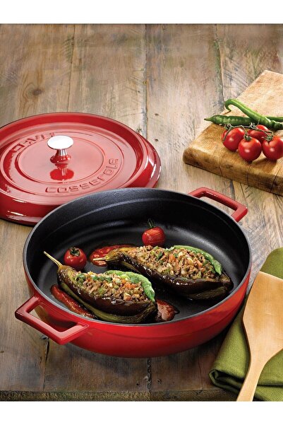 Lava Trendy Lid Multi-Purpose Cast Iron Flat Pot Red 24 Cm