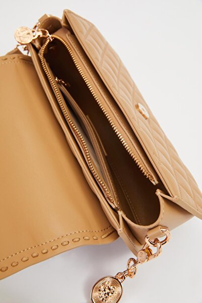 Levidor Khaki Round Buckle Detail Shoulder Bag