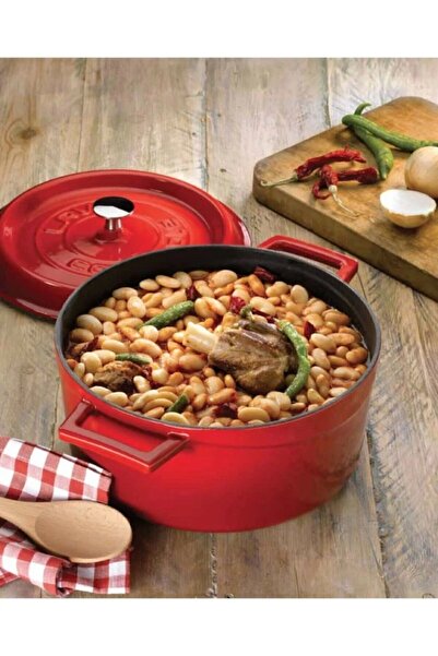 Lava 24cm Trendy Cast Iron 2-Piece Pot Set - Deep and Flat Red