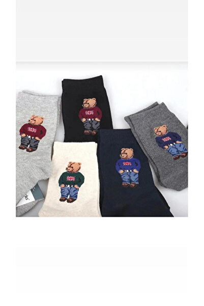 Moda Banuş 5 قطع من الجوارب الملونة ذات النمط الدببة التي تُعرف باسم تيدي بير