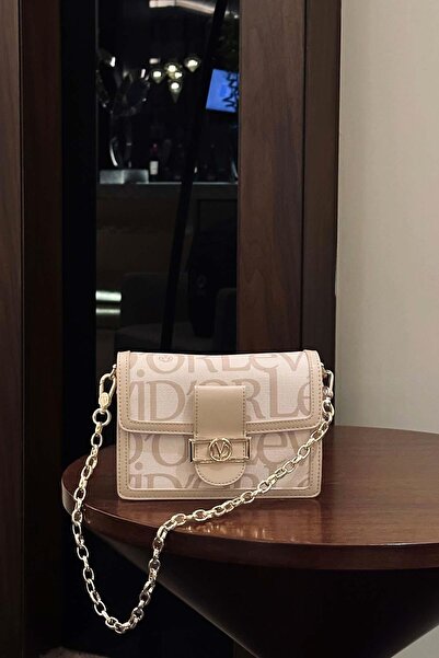 Levidor Pink Text Printed Chain Detail Shoulder Bag