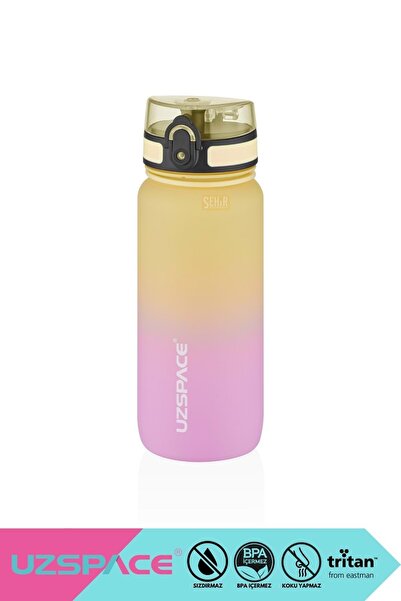 Uzspace زجاجة مياه تريتان جديدة سعة 650 مل - لون مزدوج، مانعة للتسرب، خالية من مادة BPA، وغطاء قابل للقفل