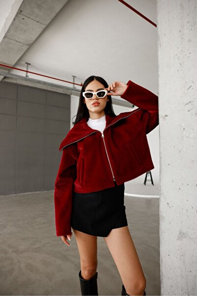 EsSo butik Wide Collar Fox Fabric Short Coat