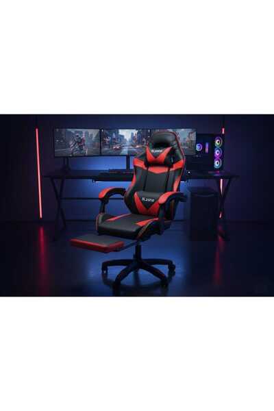 Generic Gaming Chair - Adjustable Gaming Chair Luxury Leather Office Computer Chair with Backrest Black/Red