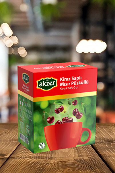Akzer Kiraz Saplı Mısır Püsküllü Bitkisel Çay 60 Süzen  Poşet Çay