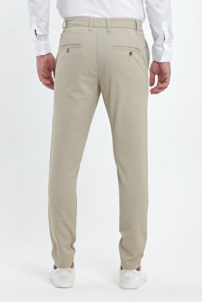 MODAMESTO Ανδρικό λινό παντελόνι σε Slim Fit Μπεζ