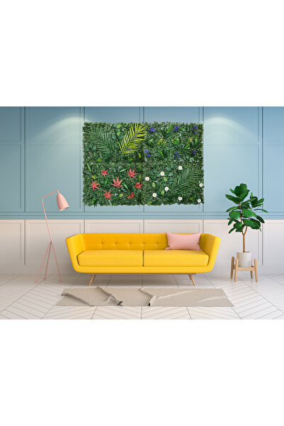 DekorYapayÇiçek Duvar Yapay Çiçek Kaplama Paneli 40x60 Cm Şimşir Çim Dikey Bahçe