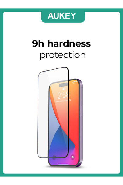 AUKEY واقي شاشة زجاجي فائق الوضوح من قطعتين لهاتف iPhone 15 Pro Max شفاف SP-GT11D