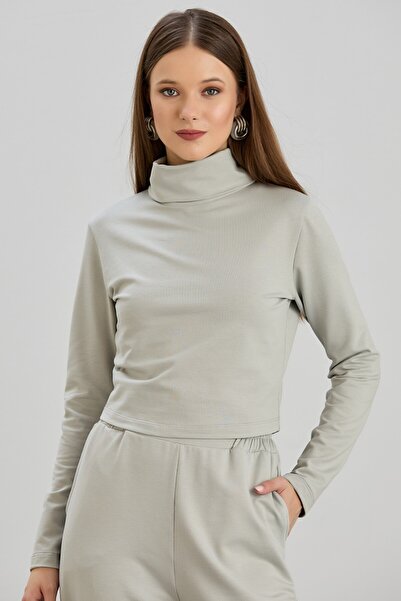 Sortie Women's Half Turtleneck Regular Fit Midi Length Long Sleeve Lycra Beige Combed Cotton