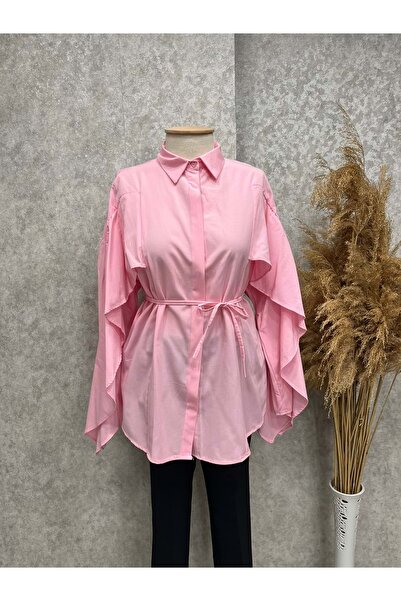 Aler 25Y0777 TUNİK GÖMLEK KOL DETAYLARI FIRFIRLI PEMBE