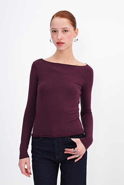 Addax Long Sleeve Basic Blouse B1846
