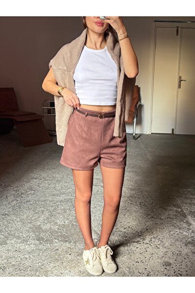 Gallogi Kemerli Süet Şort