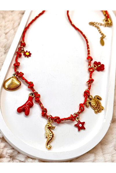 Lume Store قلادة نسائية من الفولاذ 316L موديل زارا مع سلسلة مزينة بالخرز